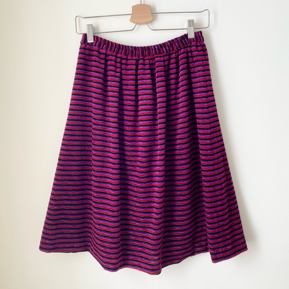 Velvet multicolour and metallic textured stripe skirt - Picture 9 of 9